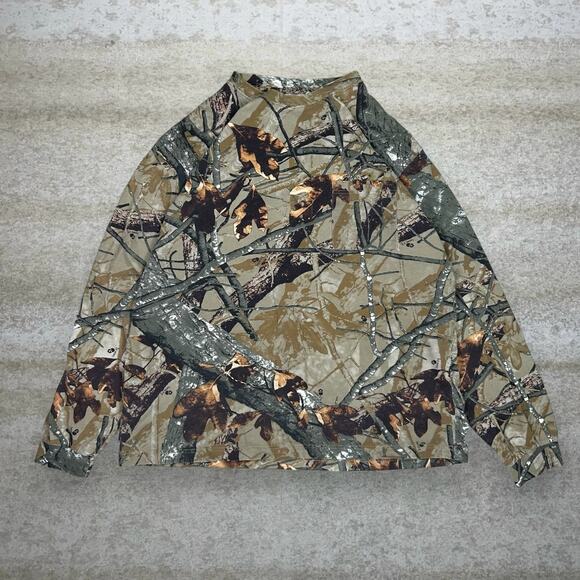 Vintage 90s Fusion 3D Hunting Camo Shirt Mens XL Woodland Cotton Long Sleeve - Picture 1 of 3
